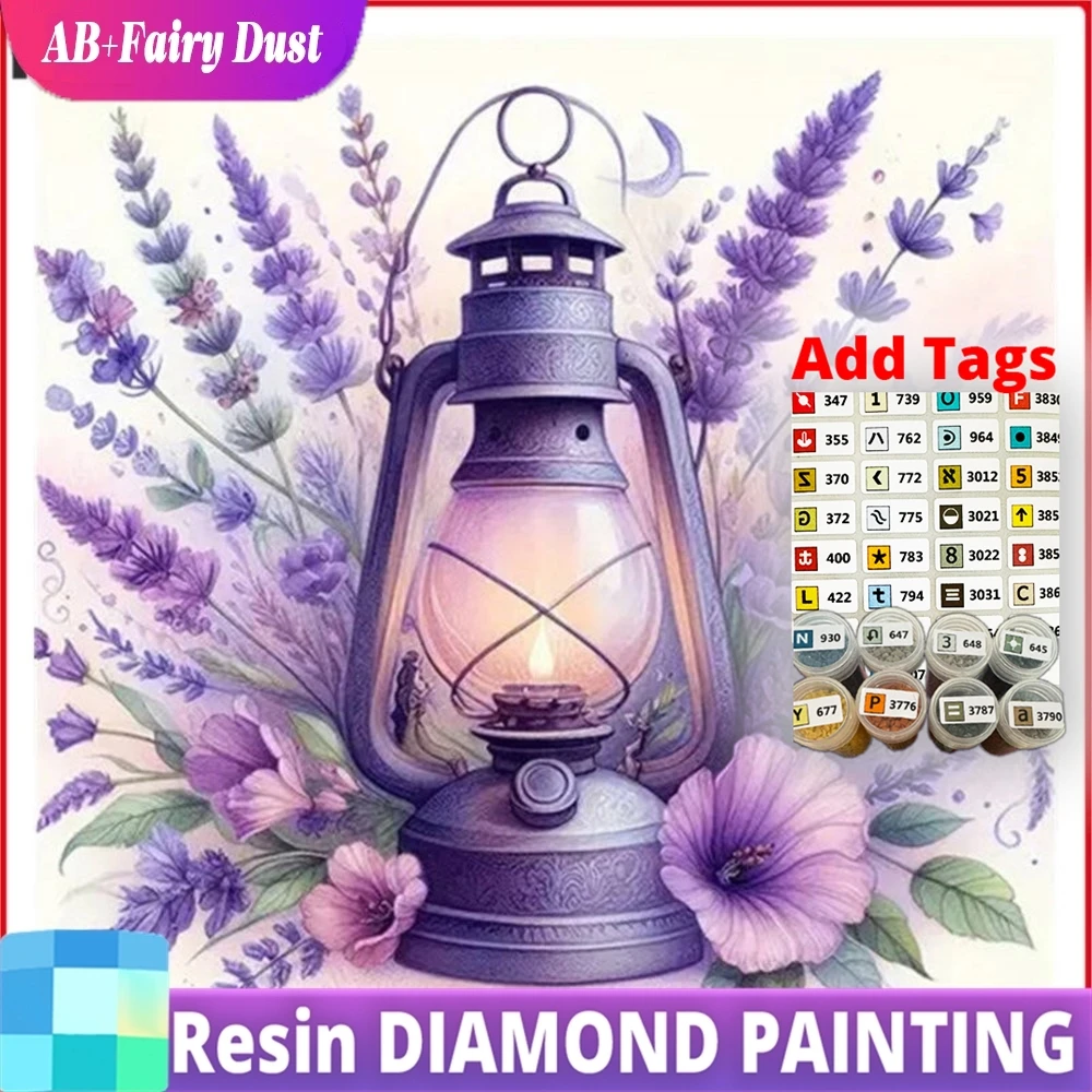 

Алмазная мозаика 5D «Волшебная пыль лаванды» из смолы AB, винтажный алмазный постер-фонарь, DIY, новинка 2026 года, картина из страз для декора стен