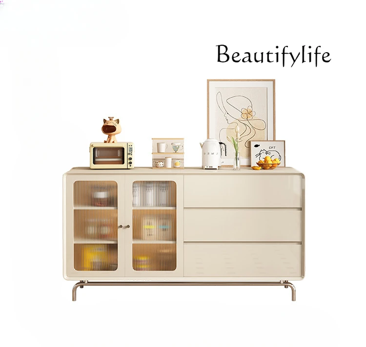 

Mid-Ancient Style Sideboard Cabinet Minimalist Cream Style Wall-Mounted Integrated Storage Cabinet Tea Entrance Locker