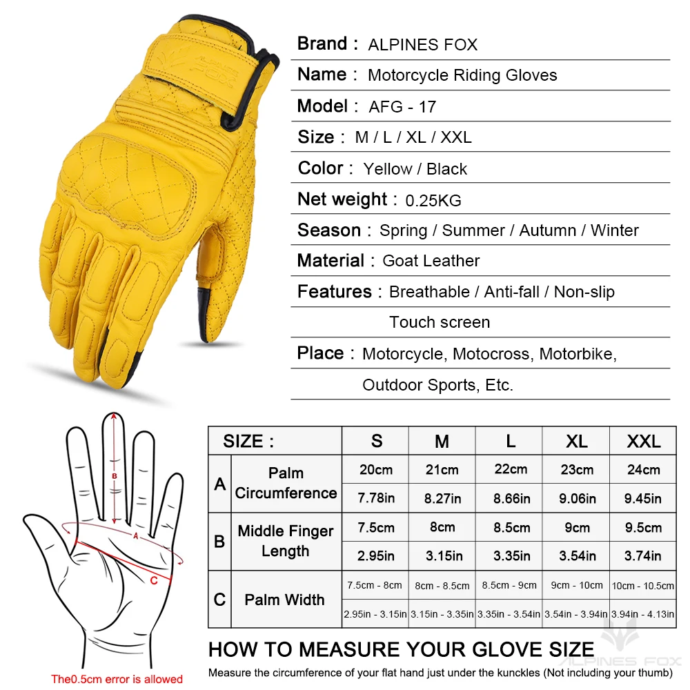 Vintage Motorcycle Gloves Leather Motobike Riding Glove Touch Screen Men Women Retro Motorcyclist Protected Goatskin Gloves