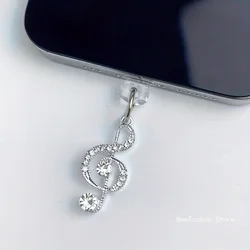 Rhinestone musical note Phone Dust plug Accessories Decoration Hanging Pendant for iPhone for Samsung Type-C Charging Port