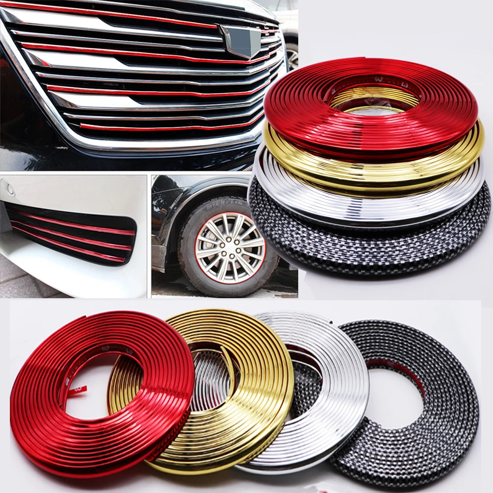 

4M/8M Styling Moulding Car Grille Impact Protection Bumper Trim Strip Tire Guard Ring Adhesive Decorative Strip Car Accessories