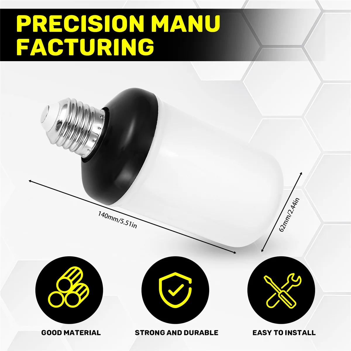 A44TLED Flame Effect Light Bulb E27,Decorative Flickering Realistic Fire Lights Bulb,Festival Decoration Lamp,Black-B