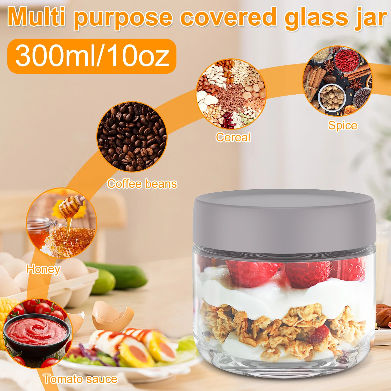 3/500ML Overnight Oats Jars Milk Fruit Salad Food Storage Container Glass Breakfast Cup Mason Jars Kid Water Bottle Kitchen Item