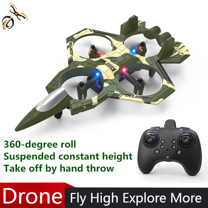 

K500MAX Fighter Jet Quadcopter Беспилотный летательный аппарат Четырехканальный подвесной фиксированный высота Rolling Stunt Light Радиоуправляемый самолет Gif
