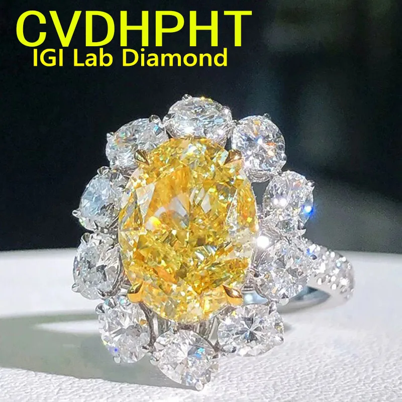 

Very Luxurious 14K Gold Ring Lab Grown Yellow diamond 2Ct Oval Cut Ring Certified Wedding Ring ﻿ Gift Party ﻿
