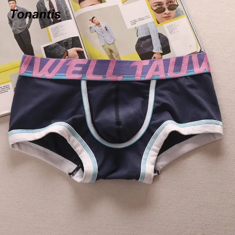 3Pcs/Pack Men\'s Panties Underwear Boxers Breathable Man Boxer Solid Underpants Comfortable Male Brand Shorts Navy Gray Underwear