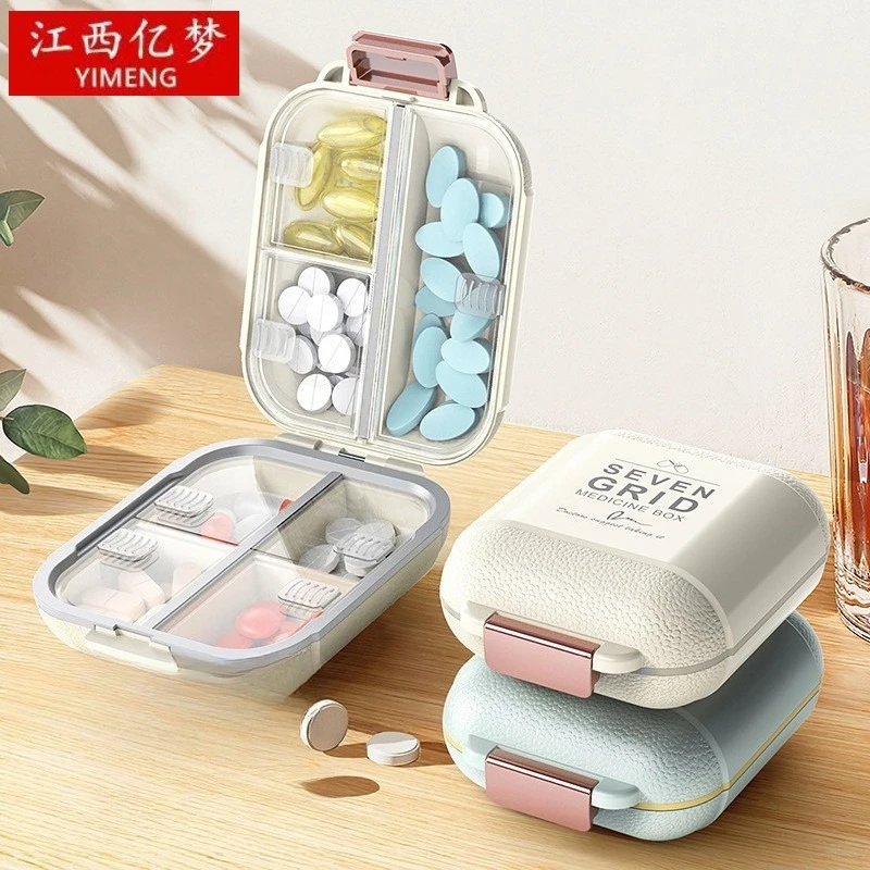 

Еженедельная коробка для таблеток, портативный органайзер с 7 отделениями и надежными отделениями