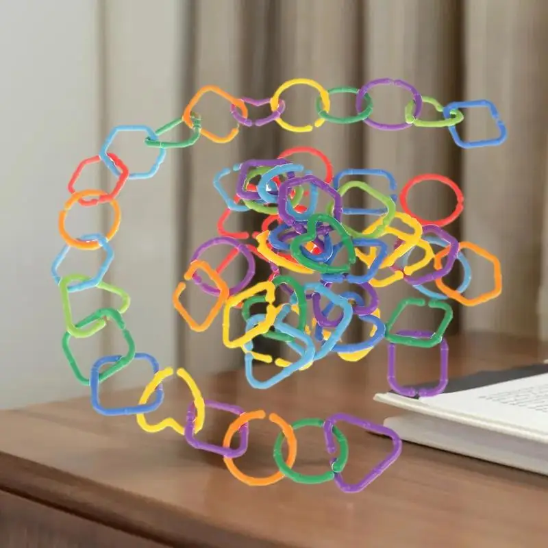 Juguetes de viaje para niños, 35/70 Uds., anillos de enlace de desarrollo sensorial, rompecabezas geométrico masticable interactivo, ayuda de aprendizaje temprano para niños