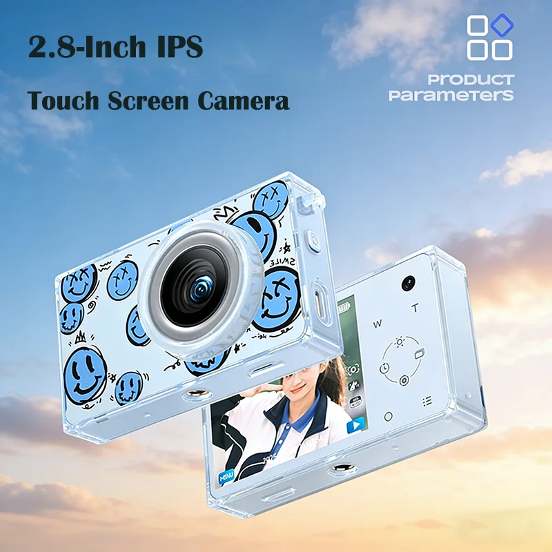

Digital Camera 2.8-inch Screen Portable WiFi Digital Camera 16X Zoom 4K Fashion Vlog Video YouTube Recorder DIY Pattern CCD Gift