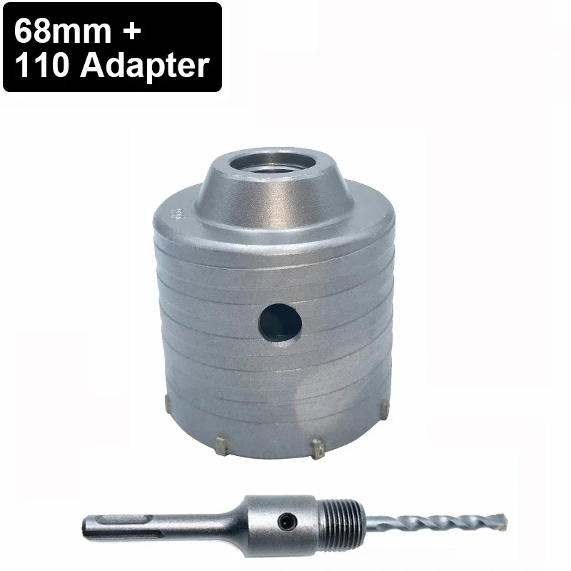 

1 set SDS PLUS 68mm Concrete Hole Saw Electric Hollow Core Drill Bit Shank 110mm Cement Stone Wall Air Conditioner Alloy