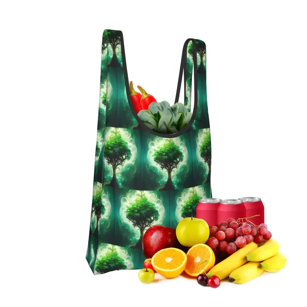 Magic Green Tree Shopping Bag Portable Tote Bags Reusable Shoulder Shopper Bag Grocery Handbag