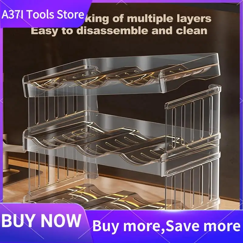 

Пластиковый органайзер для бутылок с водой и держатель для вина, 9 контейнеров, штабелируемая стойка для хранения бутылок, прозрачная 1 шт.