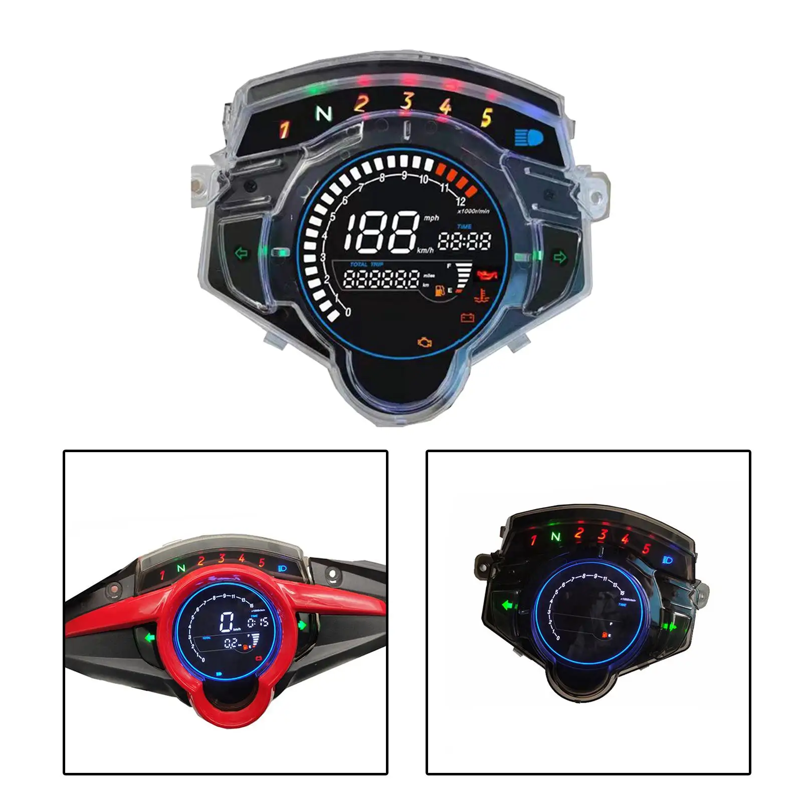 LED Digital Speedometer Digital Gauge Modification Tachometer Odometer for LC135