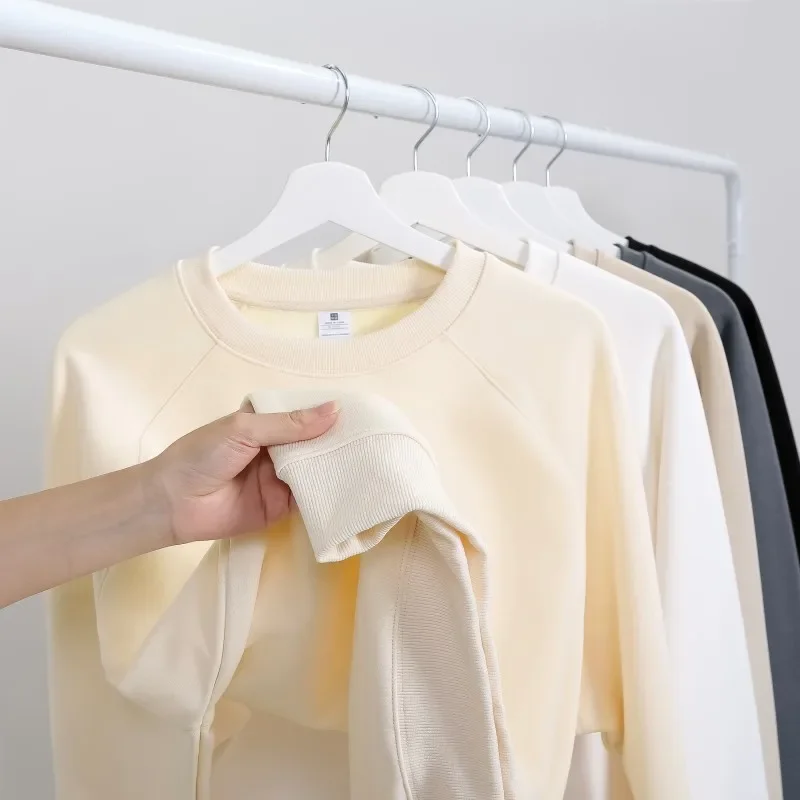 

600g Round Neck Sweatshirt Unisex French Terry Pullover Hoodie Heavyweight Blank Custom Embossed Oversized Hoodie for Men