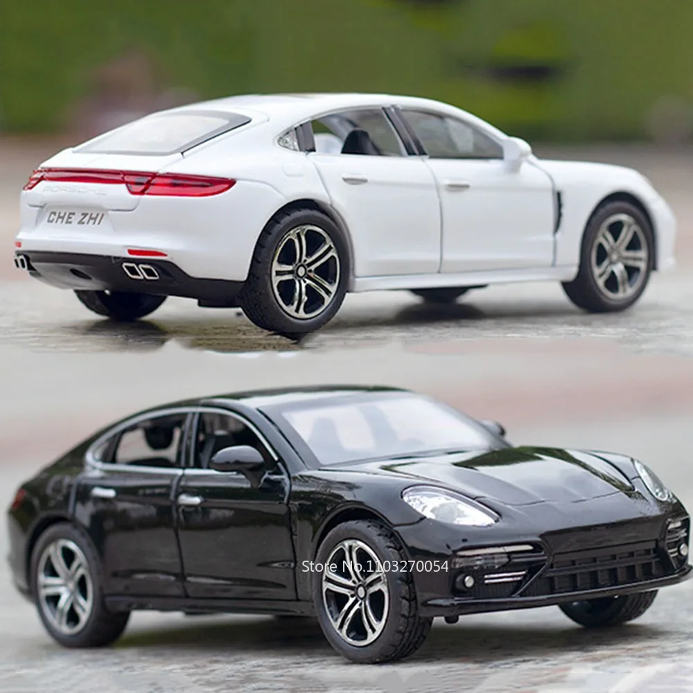 1/32 Panamera zabawki modele samochodów odlew ze stopu samochód sportowy 6 drzwi mogą otwierać światło dźwiękowe Pull Back gumowe opony modele prezenty dla dzieci