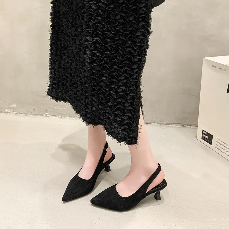 Banquet High-heeled Sandals 2024 New Style Comfortable/Versatile Stiletto Sandals Pointed Toe Shallow Mouth Buckle Single Shoes