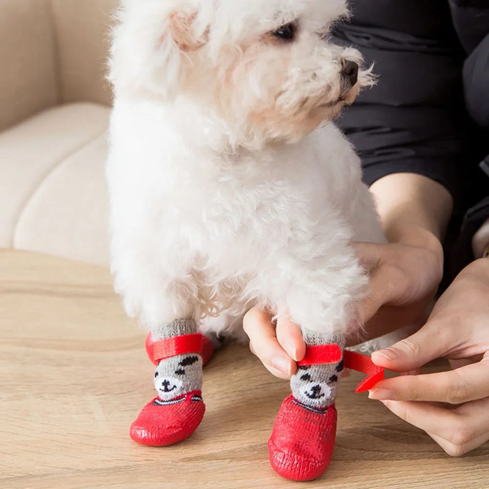 Dog Socks Warm Knit Socks for Cats and Dogs Waterproof Cat Shoes Scratch-proof Foot Covers Anti Scald Feet Pet Socks Teddy