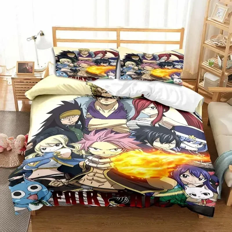 

3D Anime Fairy Tail Printed Bed Set Duvet Cover Pillowcase Bedding Set Bed Linen Sheet Quilt Cover Full Queen King Size