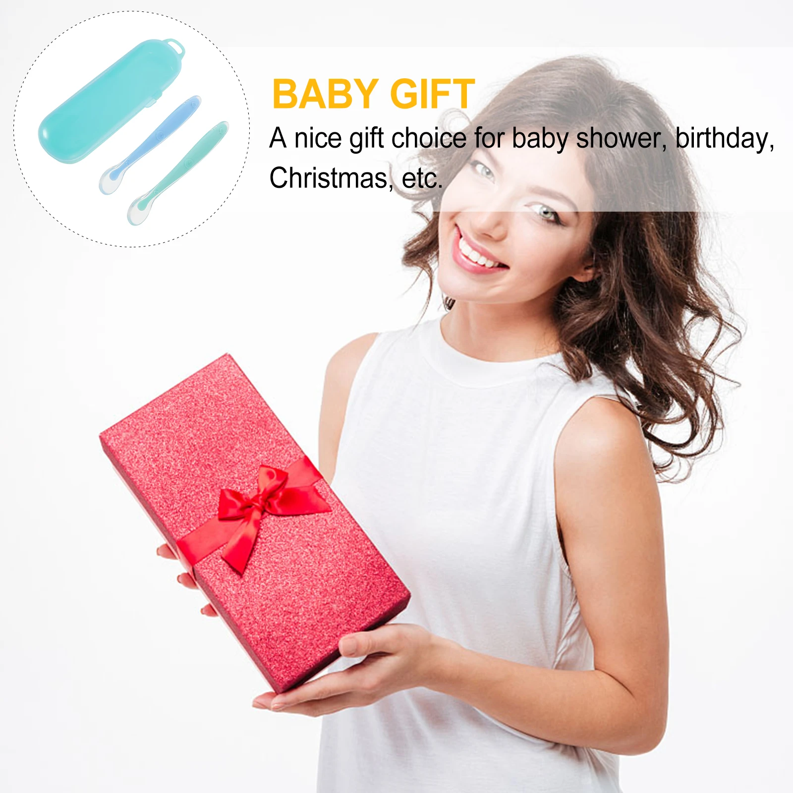 

2 шт., набор детских светодиодных ложек для отлучения от груди, детские ложки, силиконовая тренировочная посуда для малышей, чехол для хранения, ложка для малышей в комплекте