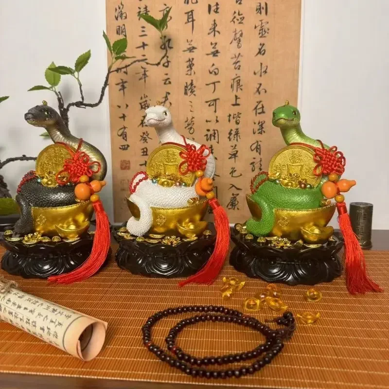 Feng Shui Resin Attract Wealth Spirit Animal Snake Miniatures,Python Buddha Hall Idol Fortune Decor