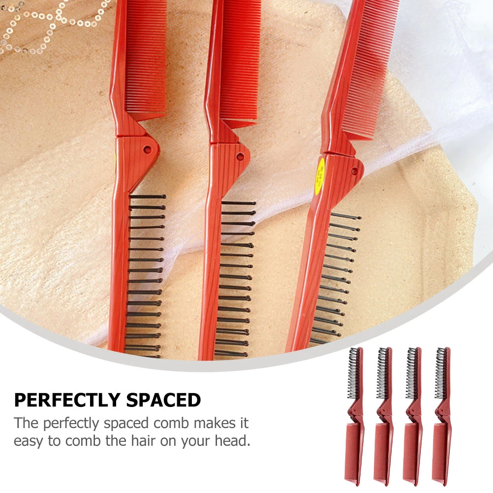 

4pcs Folding Comb Pcs Partition Hairdressing Foldable Anti static Resin Women Foldable Combs Styling Combs Portable Pocket Size
