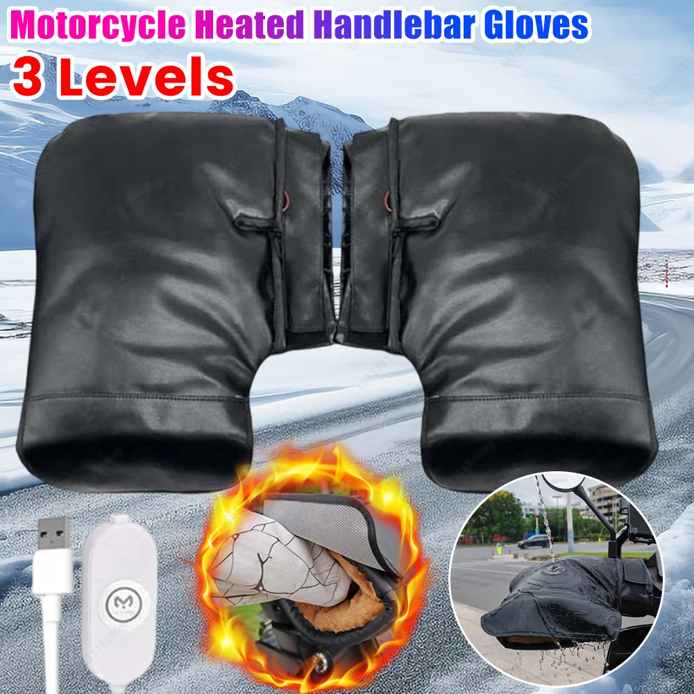 

Перчатки с электрическим подогревом на руль, водонепроницаемые перчатки с подогревом для мотоцикла, 3-уровневая настройка, светоотражающие для езды на открытом воздухе