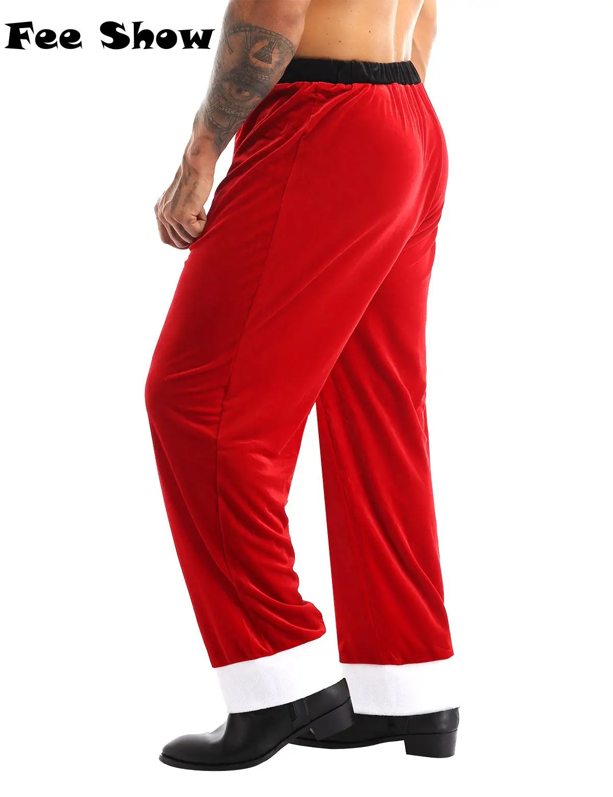 Pantalon long de Noël classique en velours doux pour hommes, costume de cosplay Mr Santa Claus, At FjXmas, nouvel an, carnaval de vacances