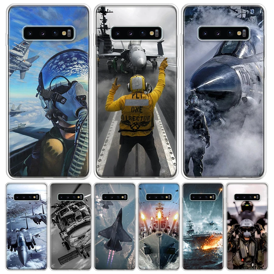 Military Aircraft Warship Fighter For Samsung Galaxy S24 S23 S21 S22 Ultra S10 Plus S20 FE Phone Case S10E S8 S9 + Housing Shell