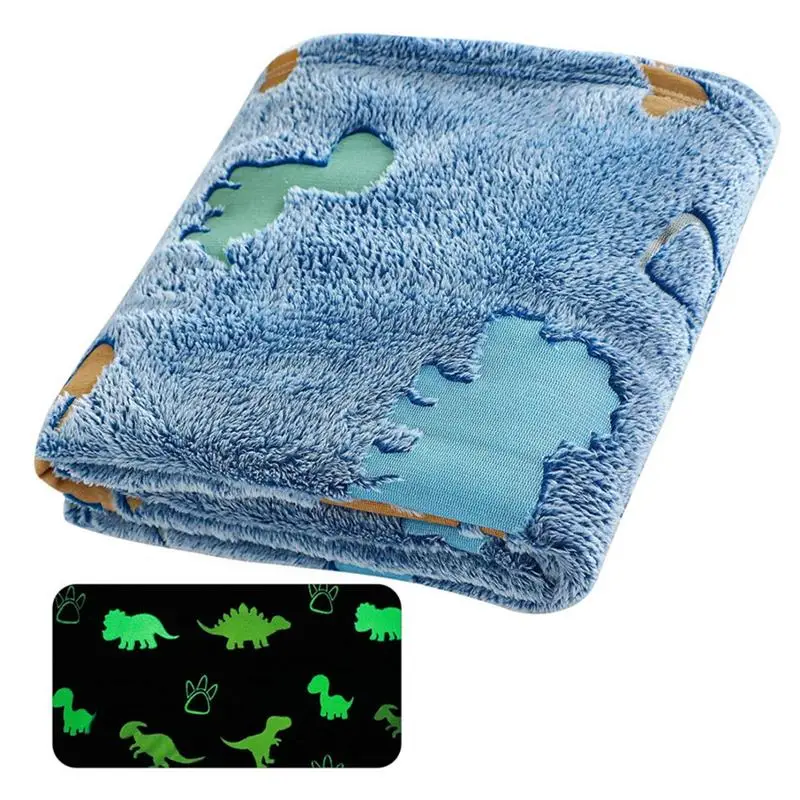 New Dinosaur Luminous Blanket Soft Cozy Flannel Throw Blanket Double-Sided Cartoon Dinosaur Glow Blanket for Kids Magic Gift