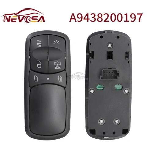 Imagen 2 del producto NEVOSA -Interruptor de ventana eléctrica para camión, botón elevador de vidrio de Control, para Mercedes Benz Actros MP1 MP2, A9438200197 A9438200097