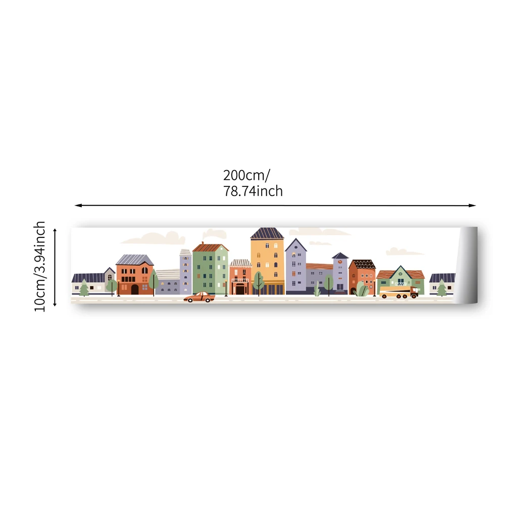 Nursery Wall Stckers Car Buildings Wall Border Children Wallpaper Baby\'s Room Girls Kids Boys Bedroom Home Decor Waterproof