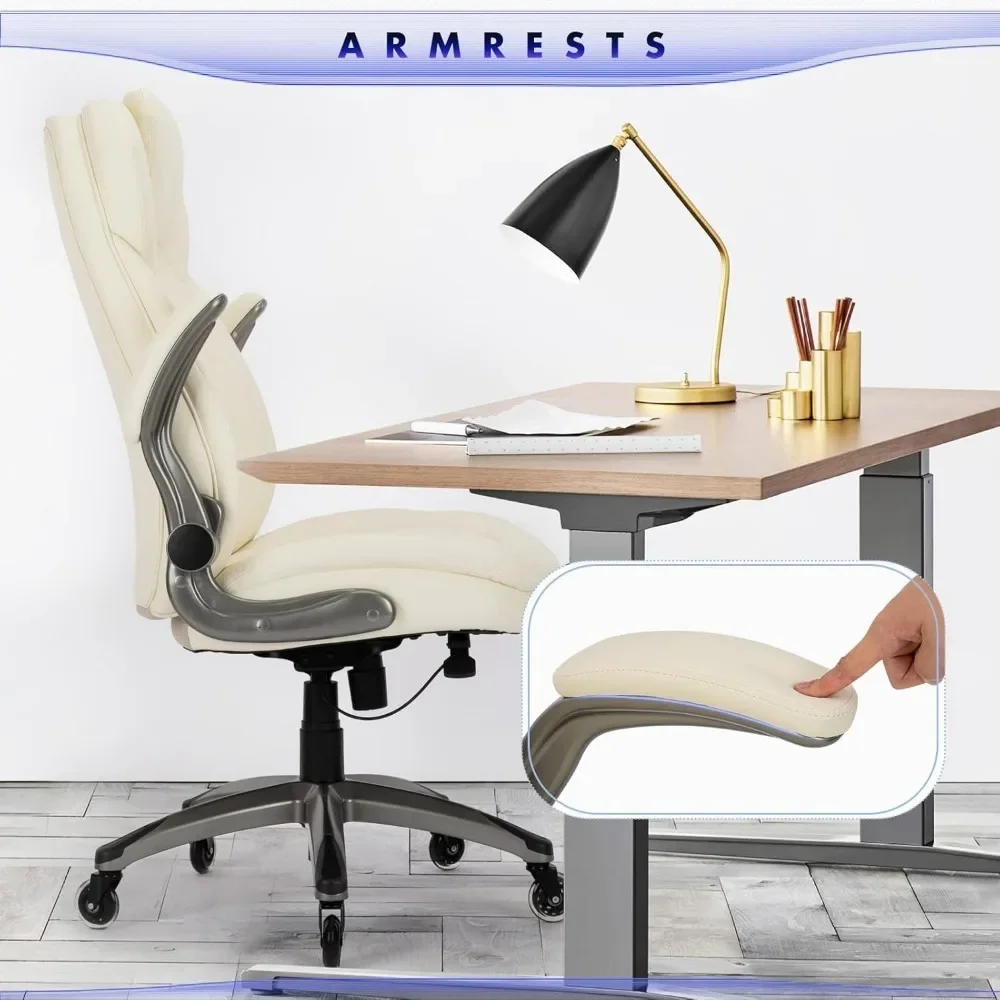 Chaise de Bureau Ergonomique avec Roulette Améliorée pour Ordinateur, Dossier Haut, Rembourrée et Rabattable