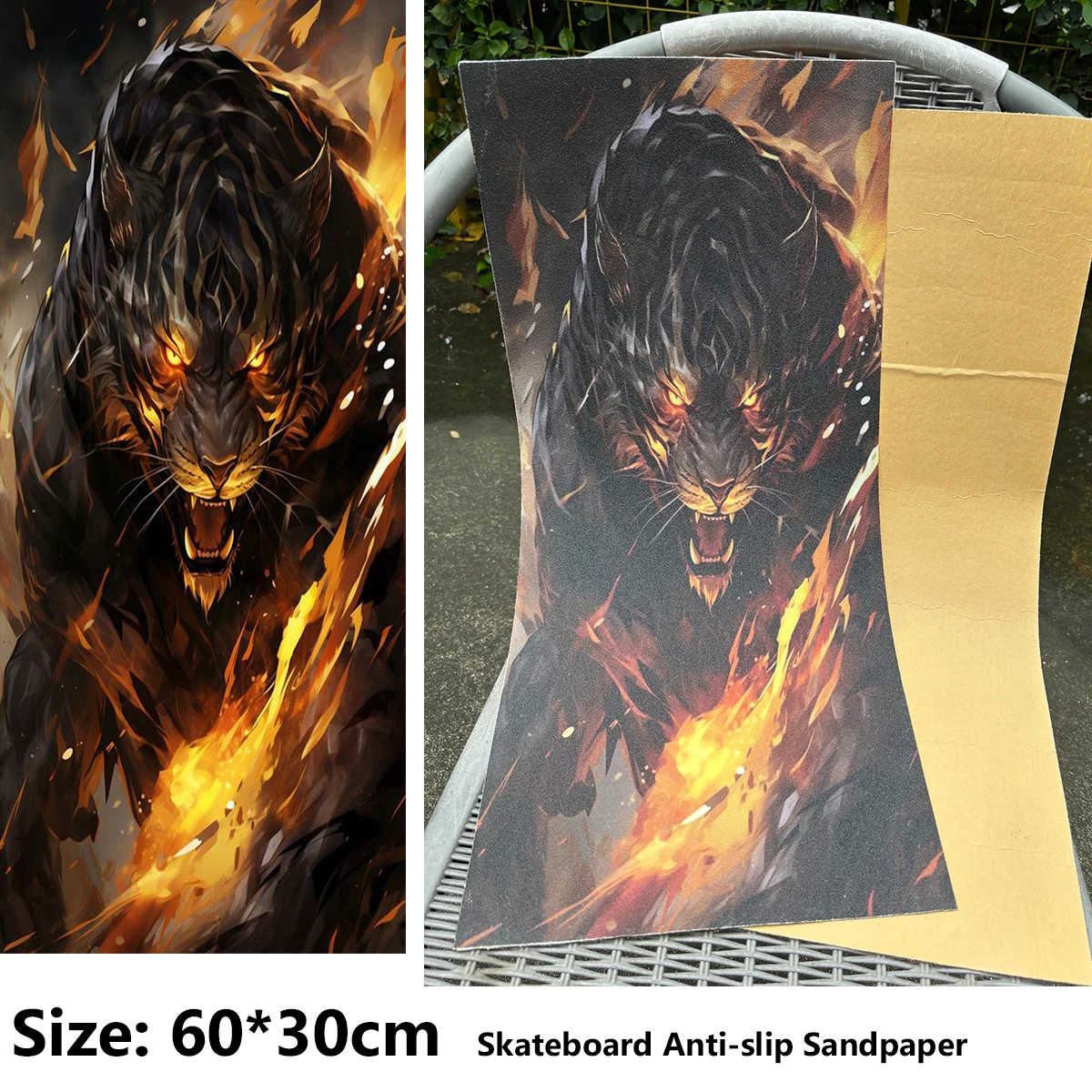 

Griptape Cool Skull Horror Black Pattern Electric Scooter Anti-slip Sticker Sandpaper Skateboard Grip Tape Sheet 60*30cm