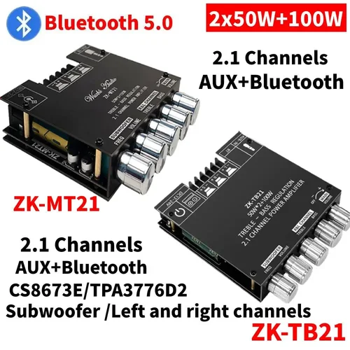 ZK-1002T 블루투스 호환 앰프, HIFI 2.0 채널, 100W x 2 오디오 모듈 키트, 조정 서브우퍼 앰프 보드 채널 