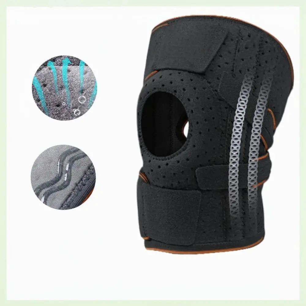 Adjustable Knee Support Sleeve Sports Protector With Lateral Springs Silicone Anti Slip Grip For Gym Fitness Running Cycling