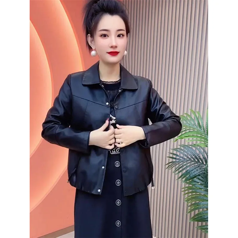 Manteau court en cuir PU pour femme, de haute qualité, nouvelle veste en cuir pour femme, vêtements d'extérieur coréens, pardessus occidental décontracté, printemps automne 2025