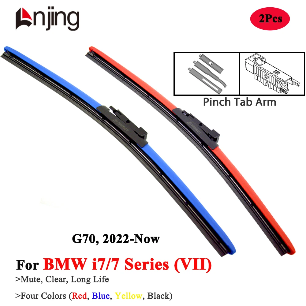 LNJING Colorful Windshield Wiper Blade For BMW 7 Series I7 G70 735I 740I 760I 750E 760E 740D 2022 2023 2024 2025 Car Accessories