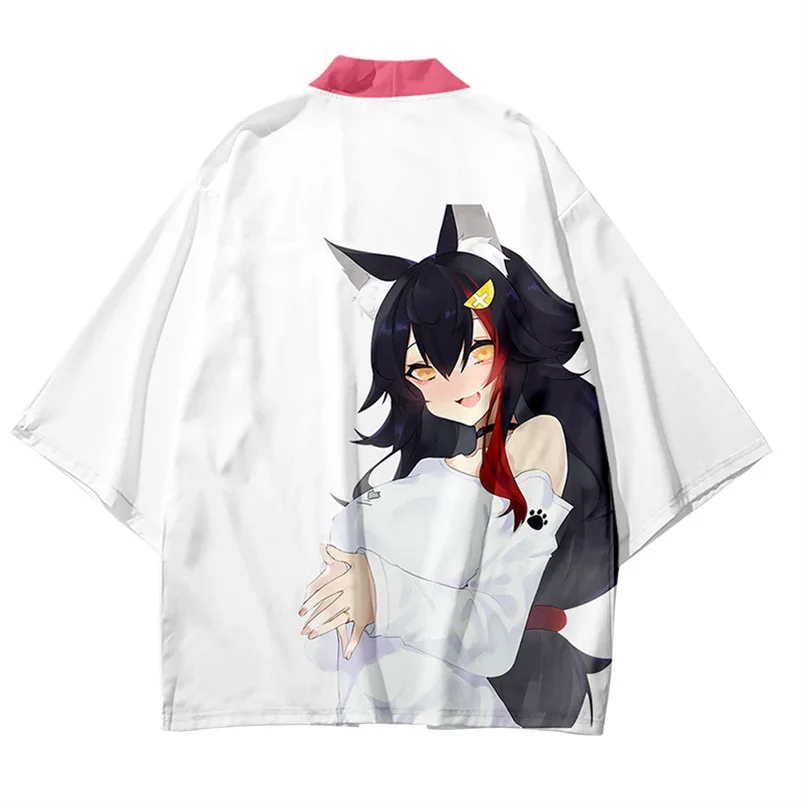 Nekomata أوكايو قميص الملابس التقليدية هاوري تأثيري كيمونو أوكامي سترة يوكاتا #6