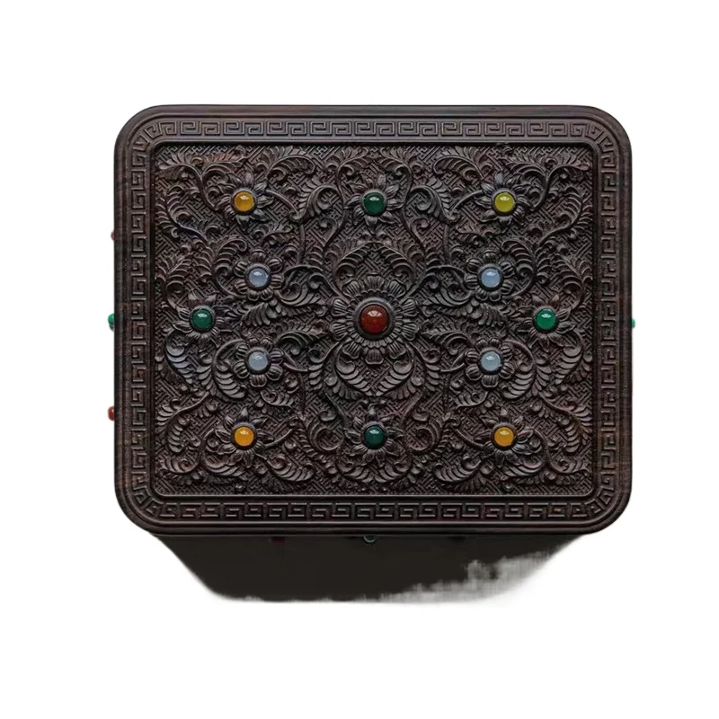 

Purple sandalwood bracelet box, rolled grass pattern Forbidden City replica , mahogany cover box, jewelry study