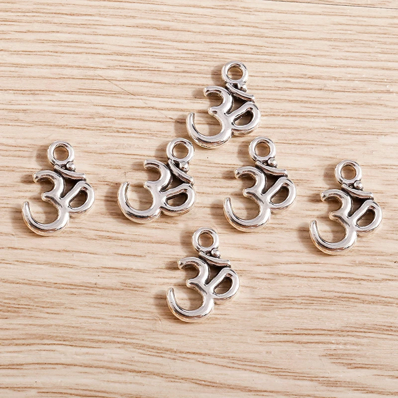 Tusember 30 Stück Metall Antiksilberfarbene Yoga OM Anhänger für Schmuckherstellung, Mode-Armband, Ohrringe, Halskette, Handgemachte Zubehörteile – Detail 3