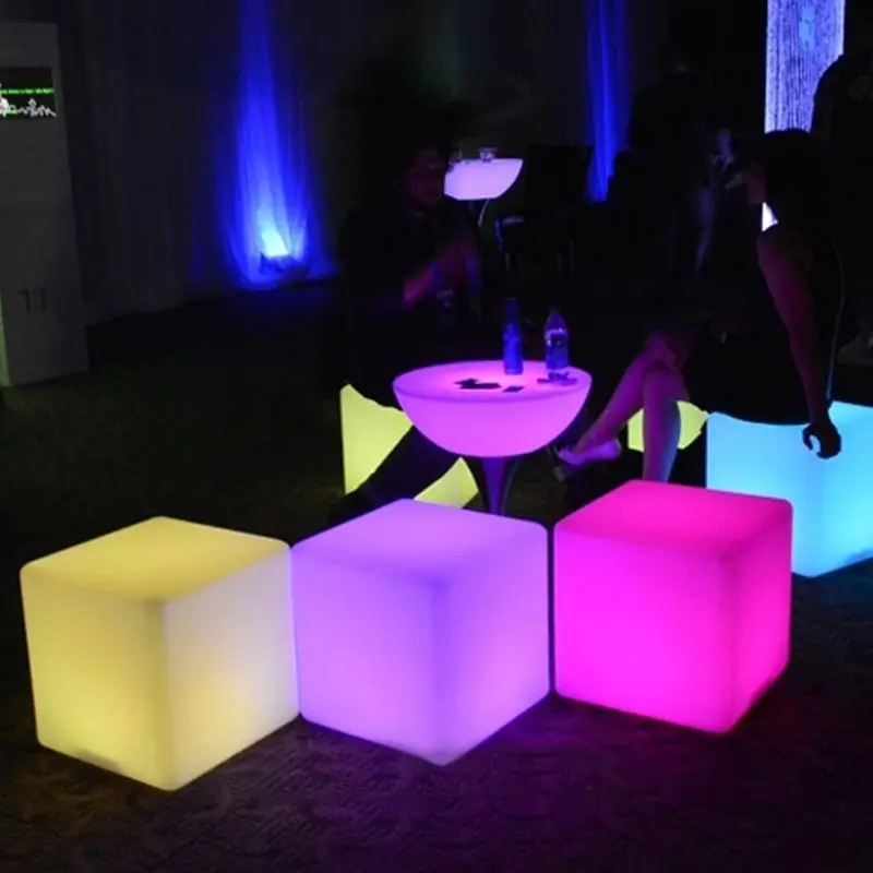 Outdoor Party Activity Decoration LED Luminous Cube Stool Rechargeable Waterproof Chair For DJ Bar Wedding Birthday Christmas