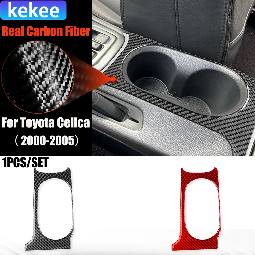 

Carbon Fiber Car Accessories Center Cup Holder Panel Modified Interior Trim Cover Soft Sticker For Toyota Celica 2000-2005