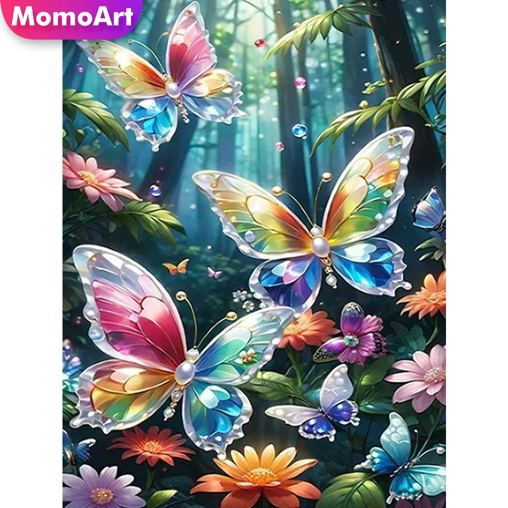 MomoArt Diamant-Stickerei, Schmetterling, voll, quadratisch, rund, Diamant-Gemälde, Tier, DIY, Kreuzstich, Mosaik, buntes Handwerk