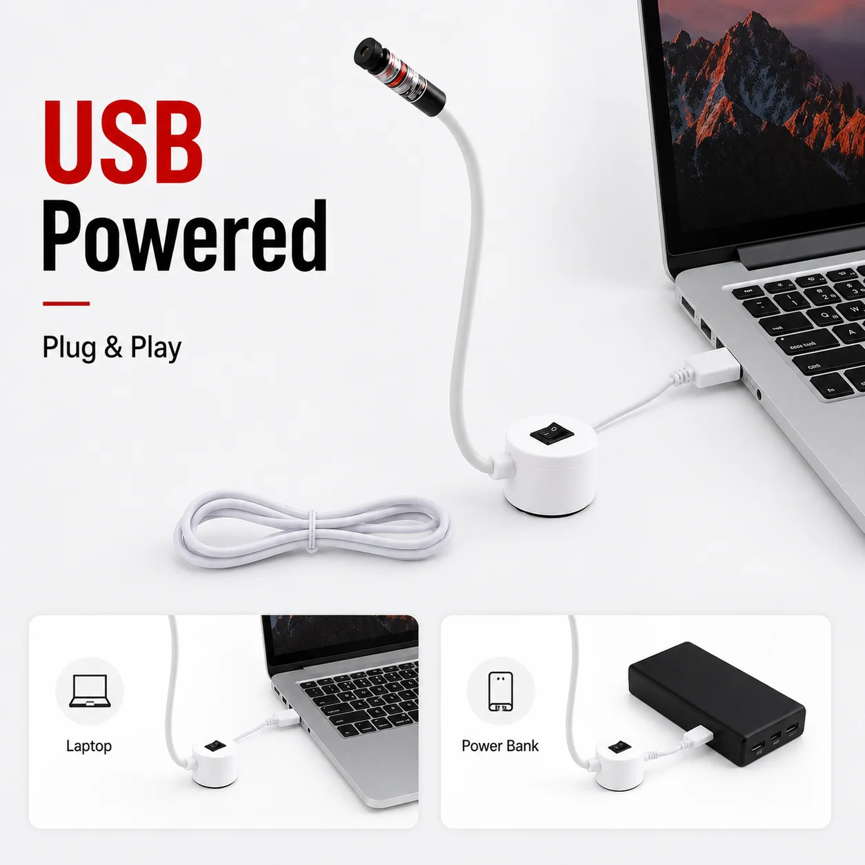 USB Rotes Infrarot-Laser-Positionierungslicht mit Magnetfuß DC5V Punkt-Linien-Kreuz Arbeitslampe Schneid- und Nähmaschinen-Zubehör – Detail 3