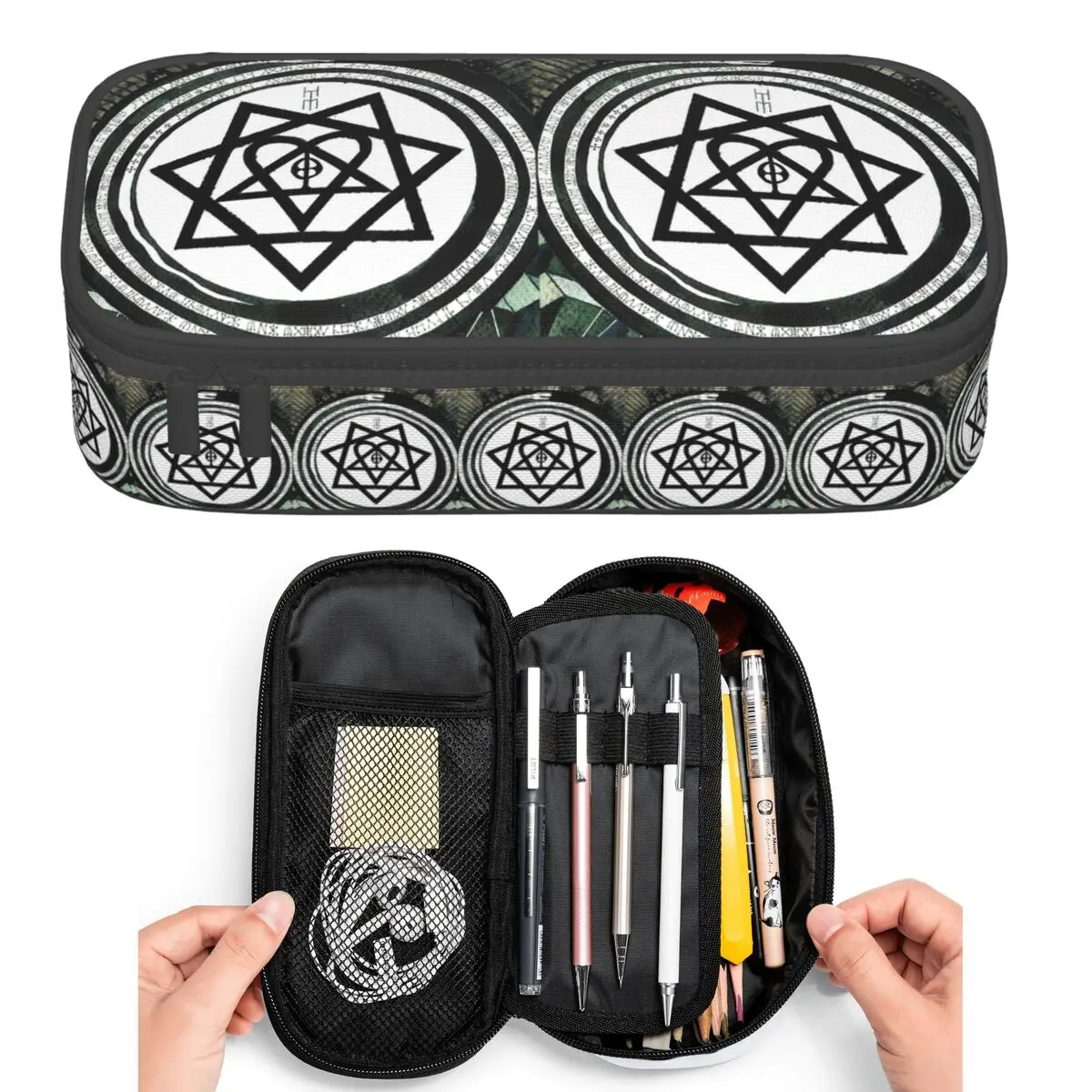 Him Band Album Heartagram Ville Valo Cool Pencil Cases for Student Pen Box Pencil Bag Large Capacity Pencil Pouch Pen Holder