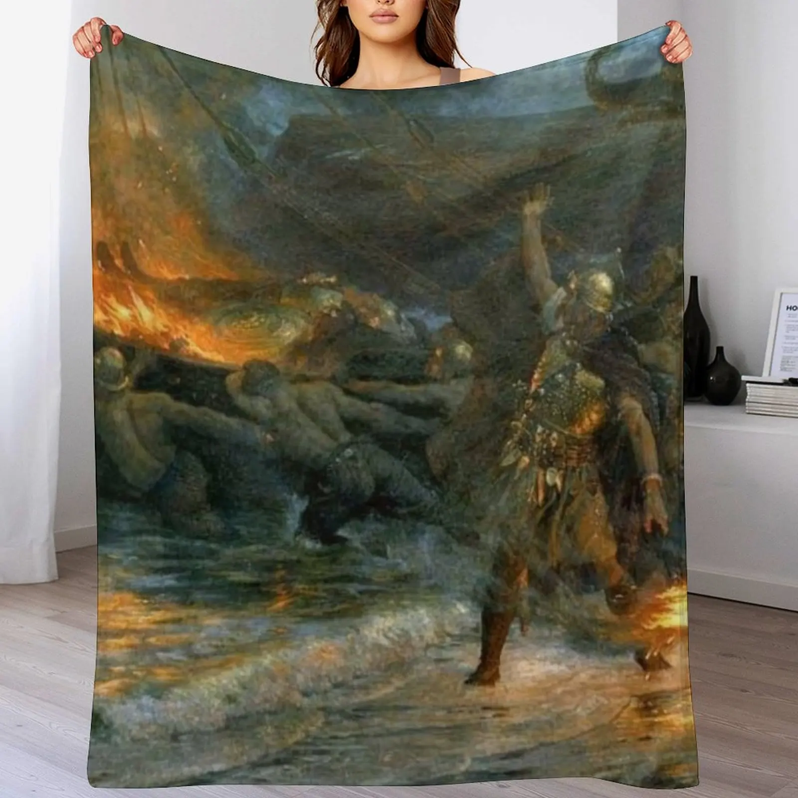 Viking Funeral Throw Blanket warm winter Thermals For Travel anime Soft Blankets