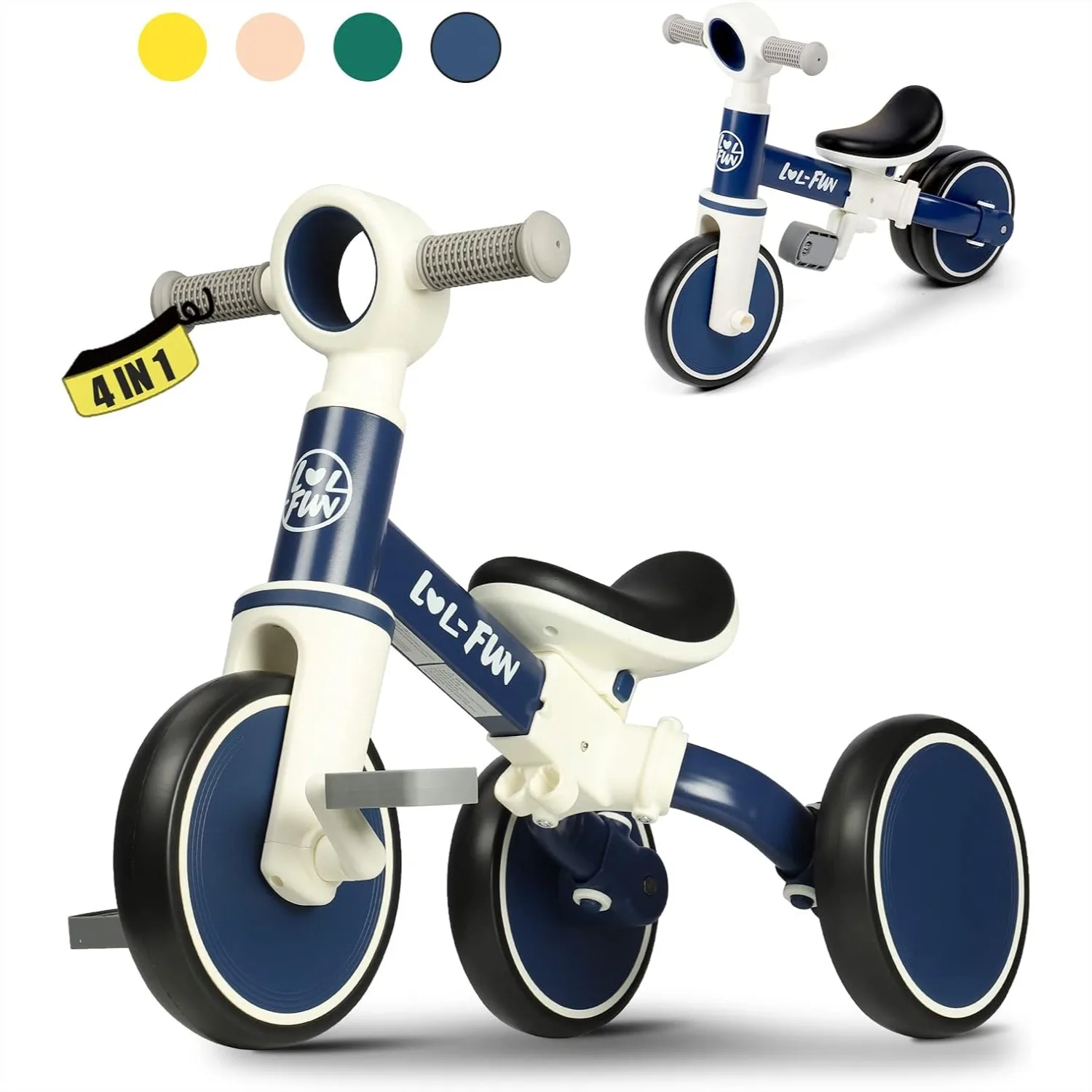 

Baby Balance Bike Toy for 1 2 Year Old Boys Girls Gift Toddler Tricycle 1-3 Year Old with Removable Pedal, 4 in 1 Trike for Ages