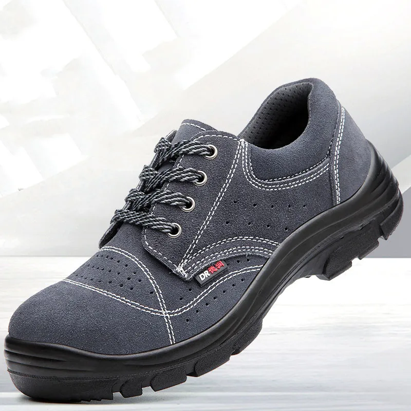 

large size men fashion breathable steel toe covers working safety shoes cow suede leather insulated shoe summer footwear protect