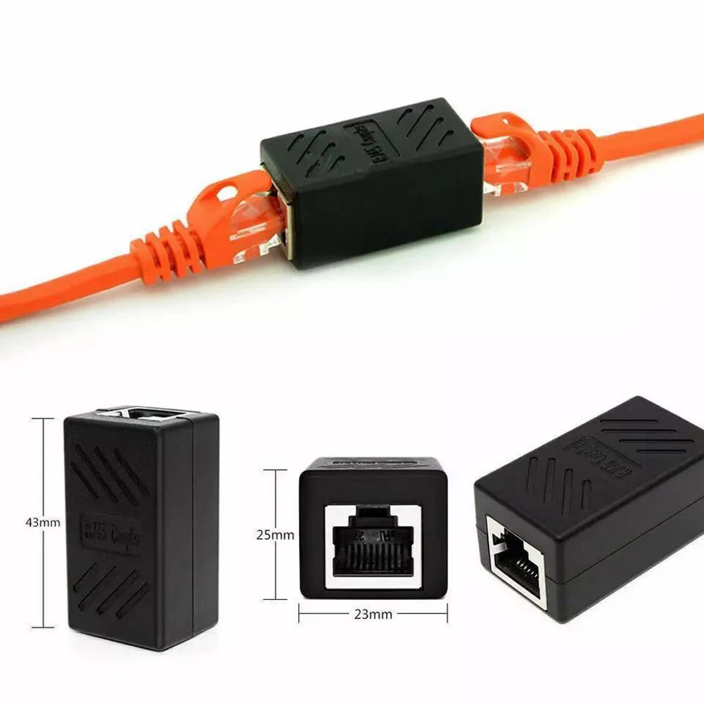 RJ45 Extender 1000Mbps Cat7 Cat6 Cat5e Ethernet Cable Extension Adapter LAN Connector In Line Coupler Female To Female Black