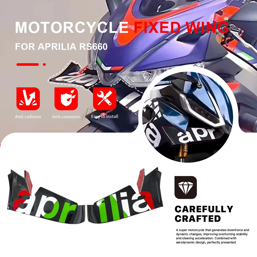 

Motorcycle Fixed Wind Wing Spoiler For Aprilia RS660 General Years Side Winglet Front Aerodynamic Wing Fairing Accessories